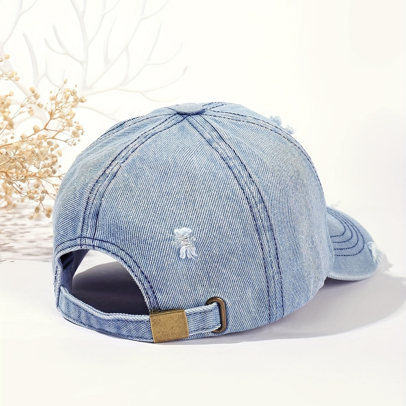 Distressed Ripped Baseball Cap Vintage Adjustable Dad Hat Casual Sun Hat
