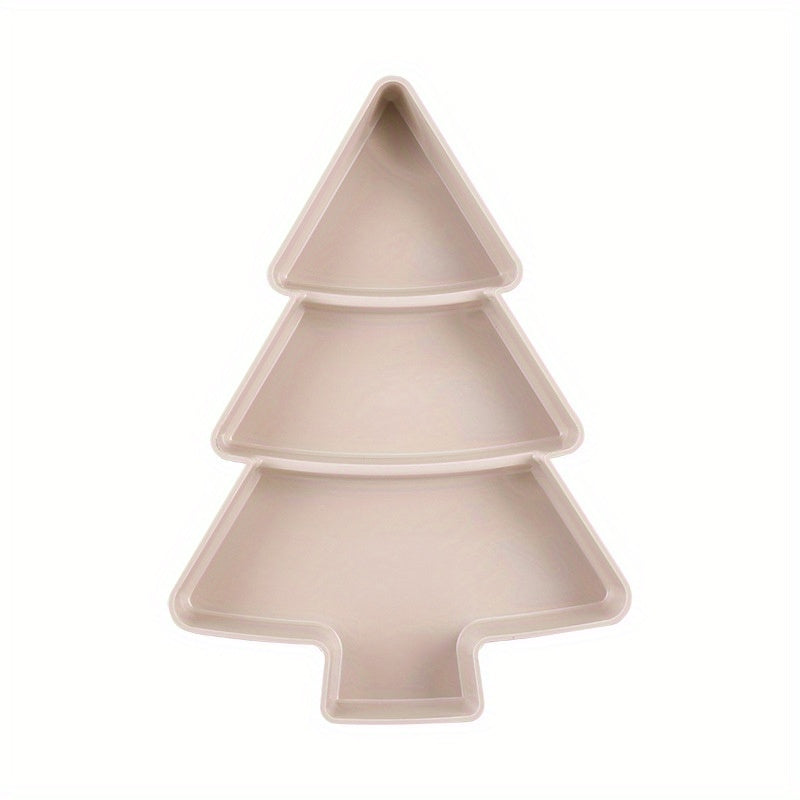 Christmas Tree Cake Tray Dessert Biscuit Snack Plate 3 Girds