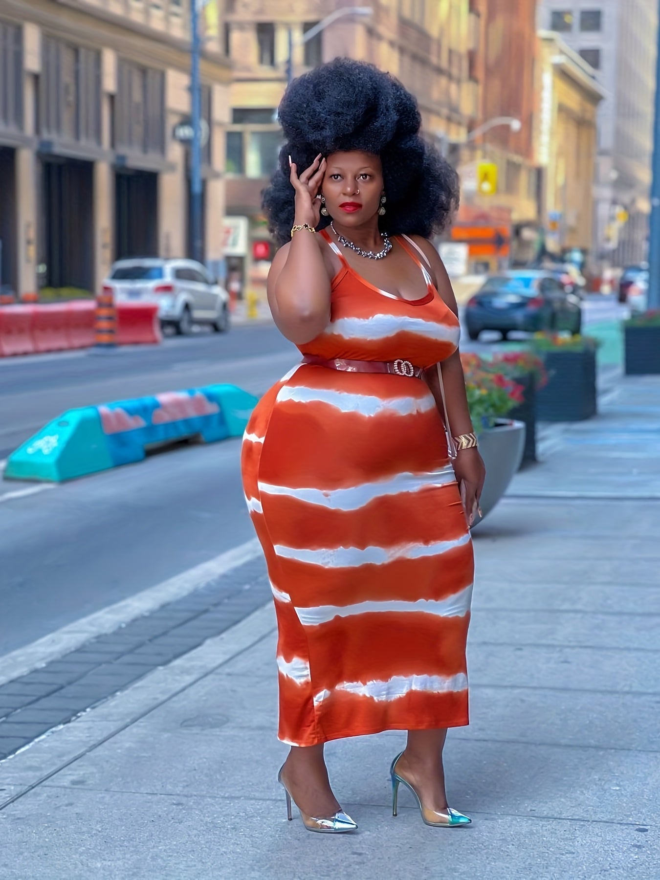  Tie Dye Bodycon Midi Cami Dress