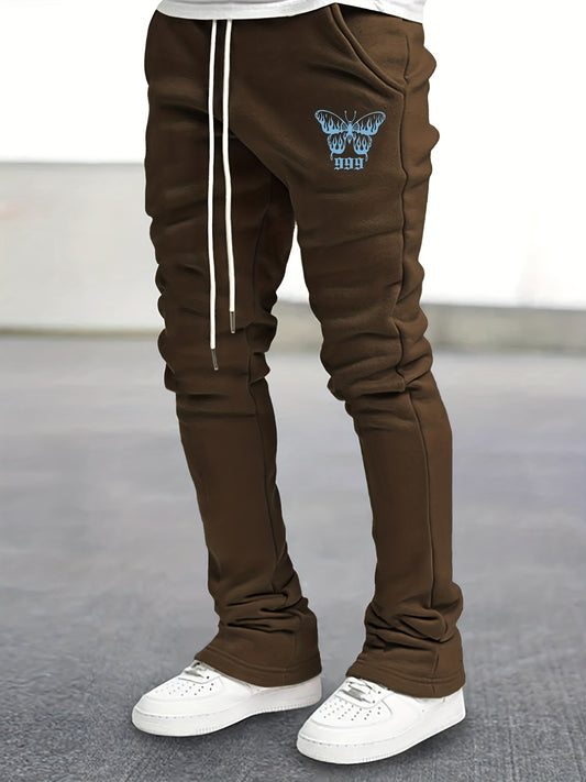 Butterfly Pattern Flared Trousers Men s Casual Stretch Street Style Joggers