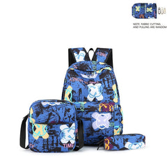 Cartoon Graffiti Print Backpack Set for Students