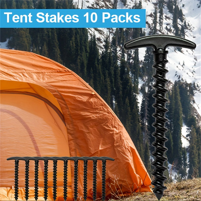 10pcs Plastic Tent Stakes Ground Anchors 14 T-shaped Spiral Thread