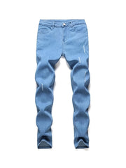 Men's Distressed Cotton Jeans Slim Fit Street Style Denim Pants