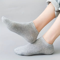 10 Pairs Men's Solid Liner Anklets Socks Thin Breathable Soft Sweat Absorbent