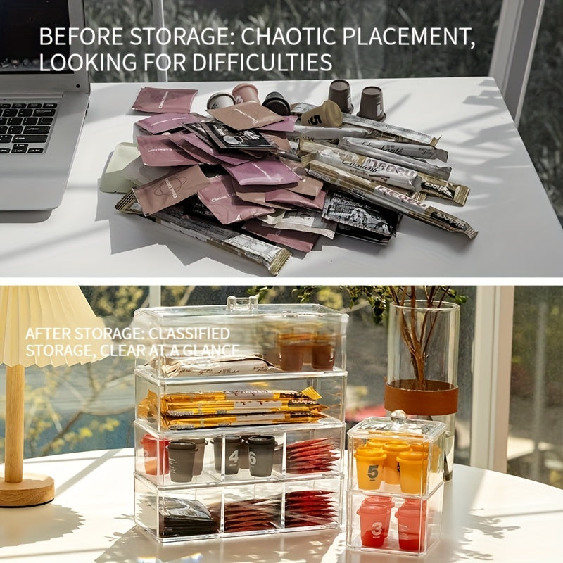 Acrylic Tea Bag Storage Box Transparent Organizer Holder Dustproof