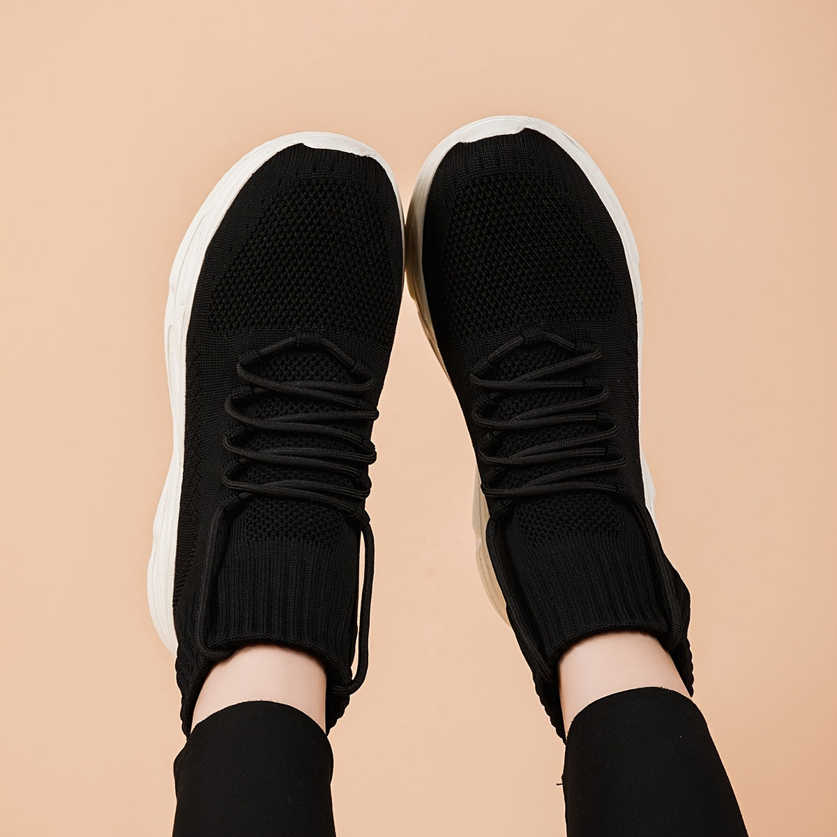 Women's High Top Knit Sneakers Platform Shoes