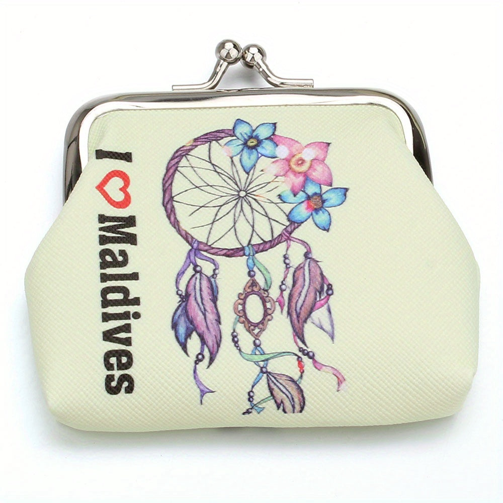 Leaf Pattern Coin Purse Bag Kiss Lock Key Bag Birthday Gift