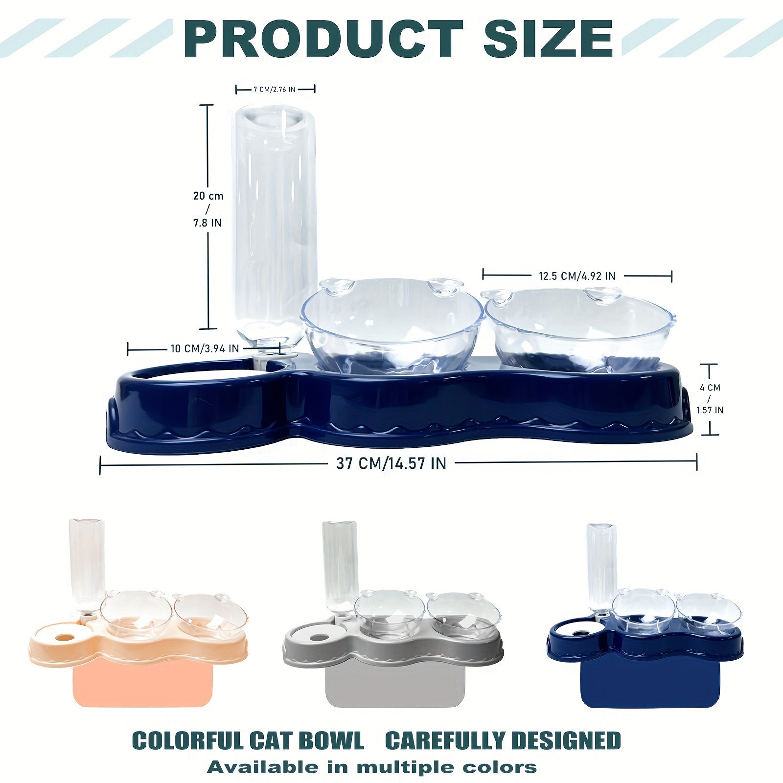Elevated Cat Bowls 3-in-1 Automatic Water Bottle & Food Bowls