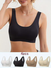 4pcs Seamless Solid Sports Bras for Women