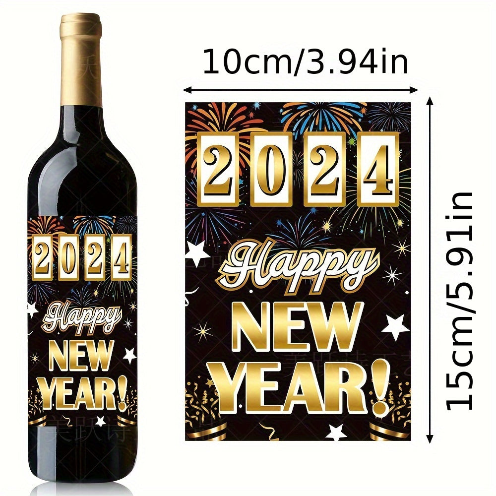 8pcs Happy Year Bottle Sticker Party Decoration