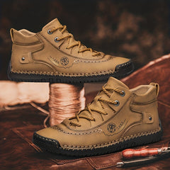 Men's High Top Stitched Boots Casual Walking Shoes