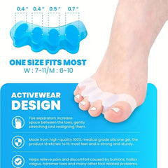 Silicone Toes Separators for Home & Nighttime Use - Straighten Toes & Spacer