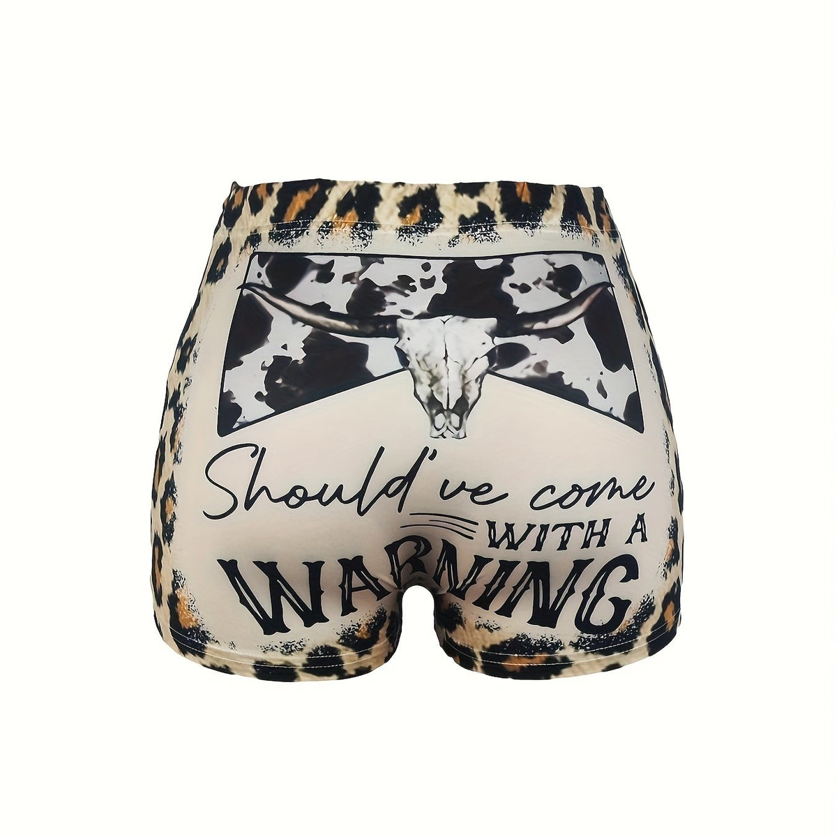  Women's Slogan & Cow & Leopard Print Shorts