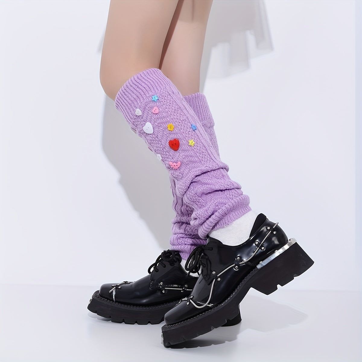 Y2K Decor Leg Warmers Button Detail All-match Socks
