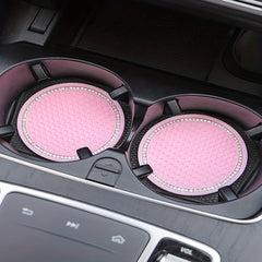 2pcs Pink Diamond Water Coaster Mats Silicone Non Slip Heat Insulation