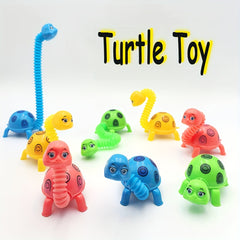 Colorful Flexible Turtle Pop Tube Toy Stretchable Neck Swing Action