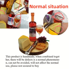 12 Dollhouse Accessories Mini Cake Wine Dish Perfect for Doll House Decoration