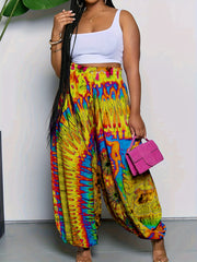  Tie Dye Print High Rise Lantern Pants