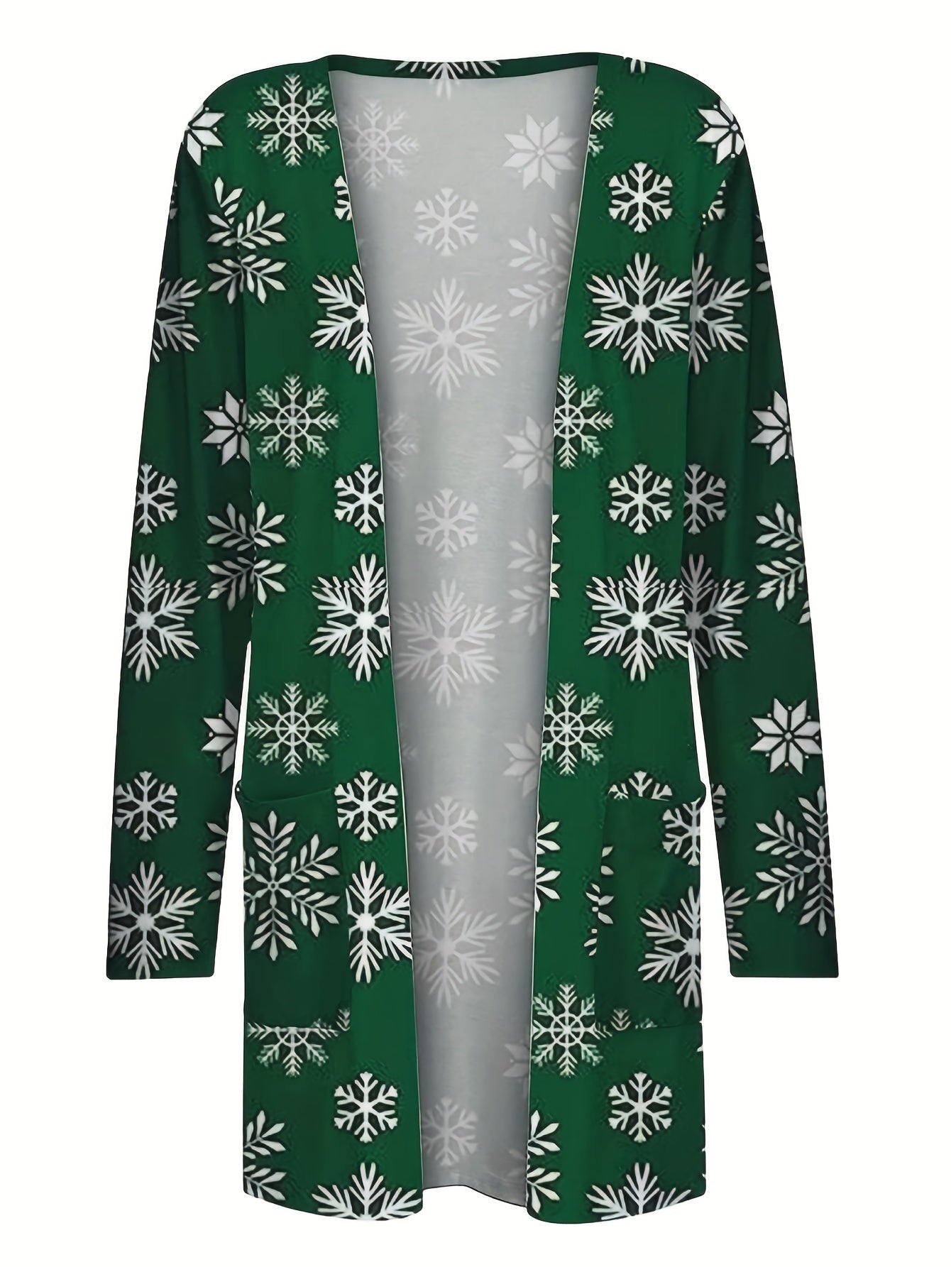  Christmas Cardigan Women's Plus Snowflake Print Cardigan