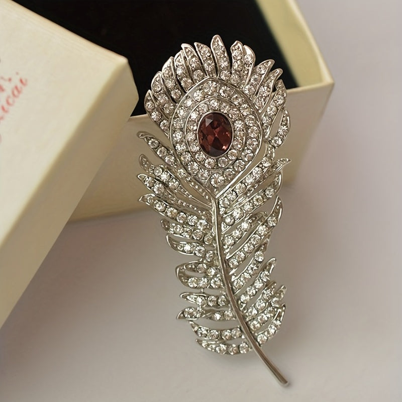 Zircon Peacock Feather Brooch For Men Accessories