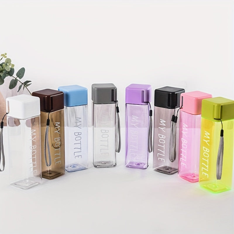 500ml Reusable Square Plastic Water Cup Lightweight Clear Bottle