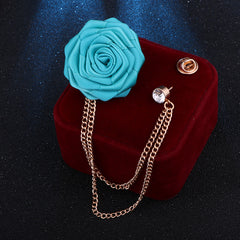 Men's Wedding Groom Rose Chain Brooch