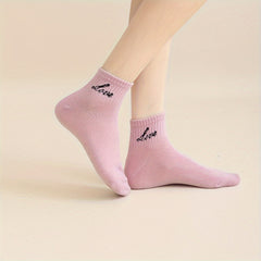 7 Pairs Letter Print Short Socks Women's Stockings