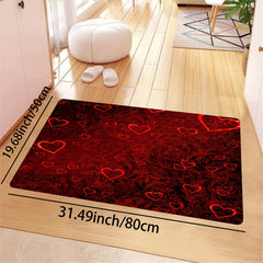Romantic Red Rose and Red Heart Print Decorative Rug