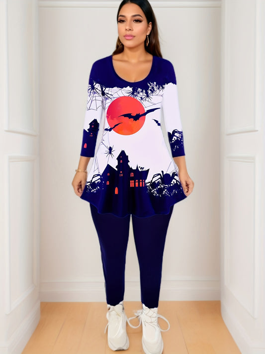  Halloween 2-Piece Set Graphic Long Sleeve Top