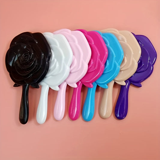 Vintage 3D Rose Shape Hand Mirror Makeup Beauty Mirror Portable Travel Mirror