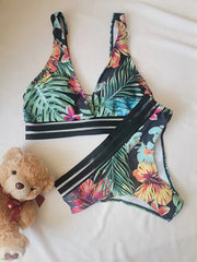 Tropical All Over Print Bikini Set Women's Swimwear