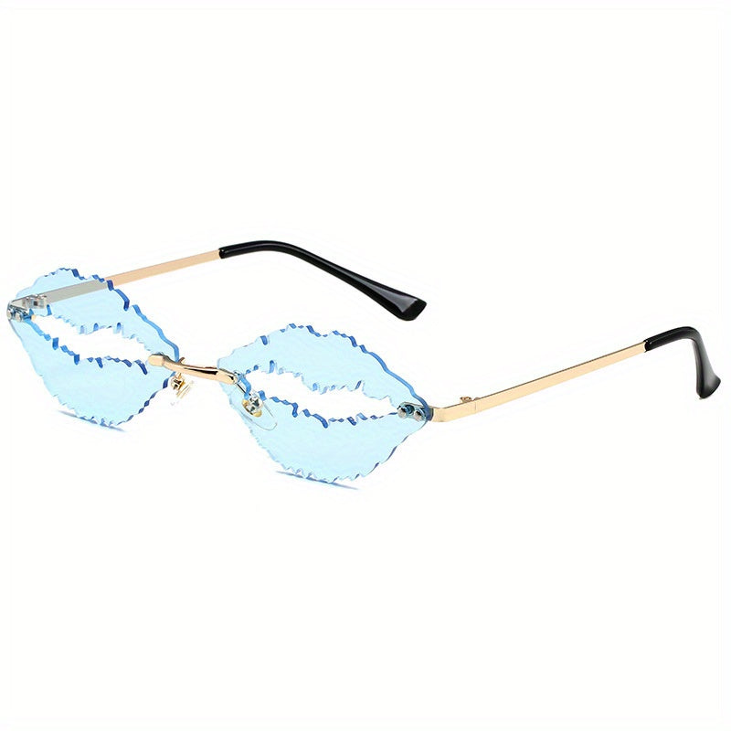 Y2K Irregular Lip Sunglasses Funny Hollow Party Club Sun Shades