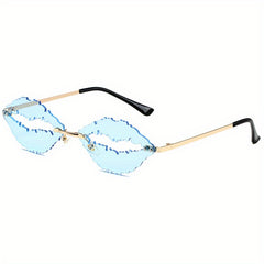 Y2K Irregular Lip Sunglasses Funny Hollow Party Club Sun Shades