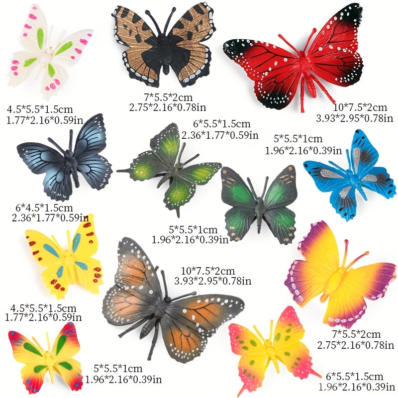 12pcs Colorful Plastic Butterfly Toys for Insect Themed Parties