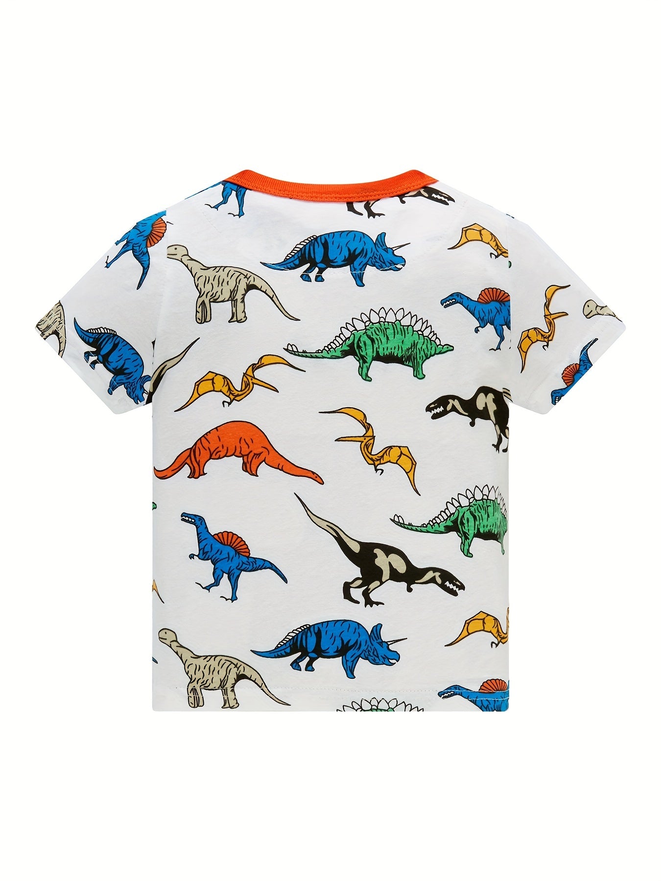 Boys Dino Print Pajamas Set Short Sleeve Top & Shorts