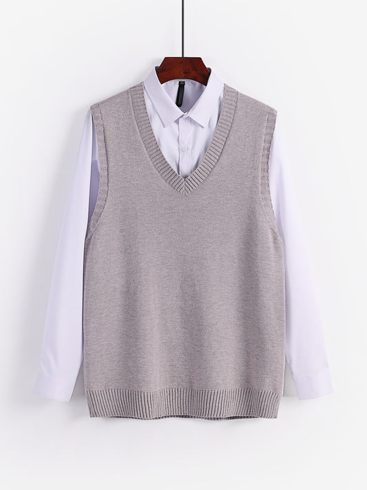 Men's V Neck Knitted Sweater Vest for Autumn Winter