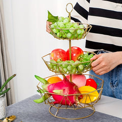 Iron Fruit Basket Golden Living Room Snack Candy Storage 1 Layer