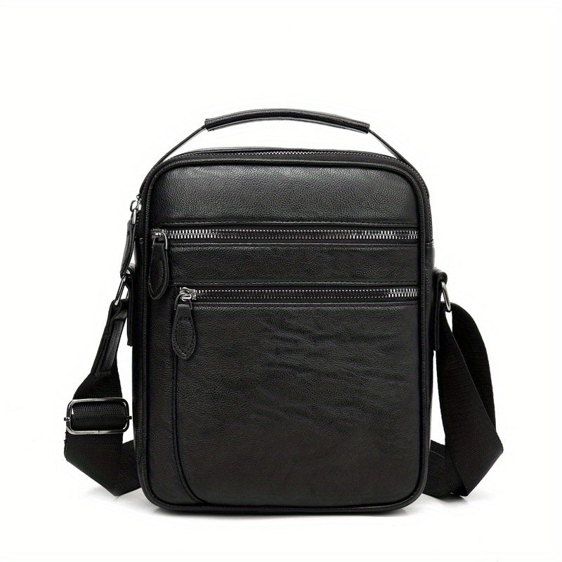 Men's Leather Crossbody Bag Shoulder Bag Multifunction Messenger