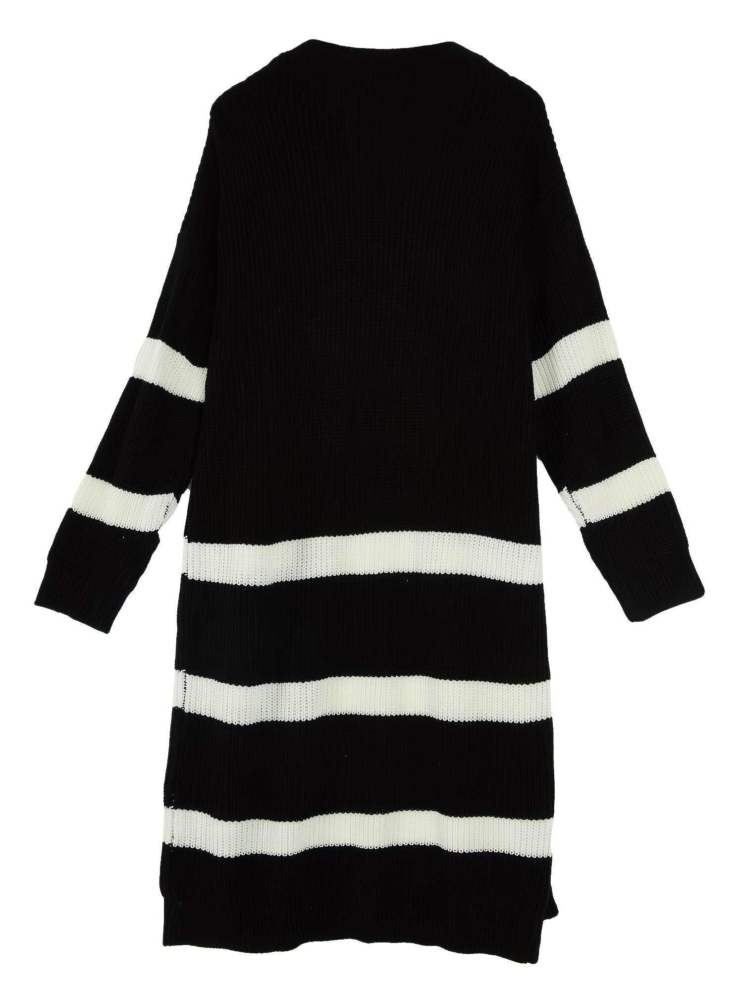  Striped Long Sleeve Open Front Sweater Cardigan