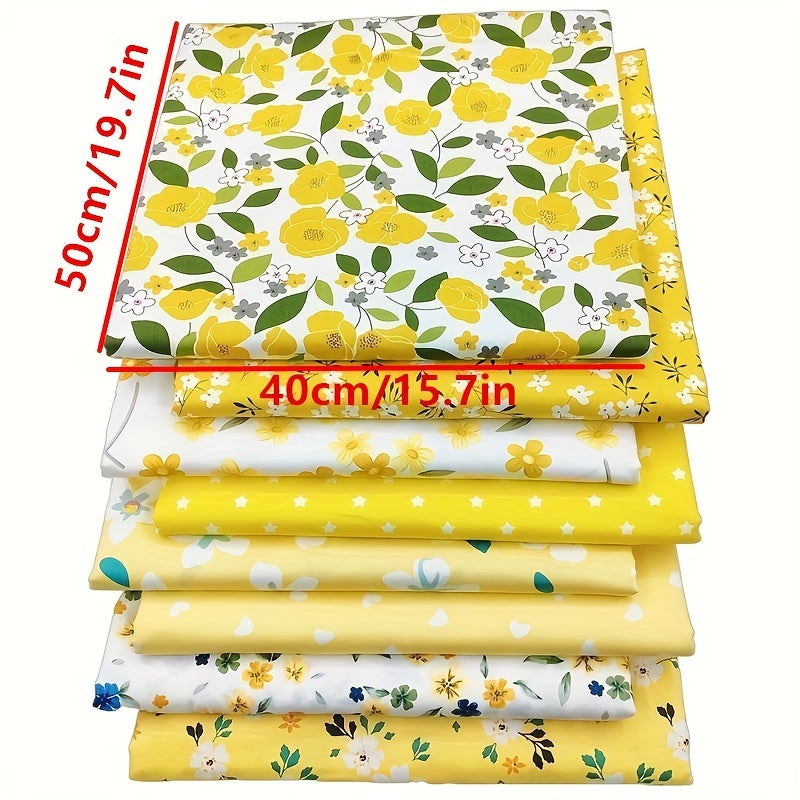 8pcs Cotton Pastoral Yellow Twill Fabric DIY Doll Clothes Fabric Set