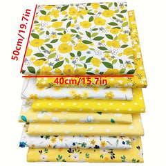 8pcs Cotton Pastoral Yellow Twill Fabric DIY Doll Clothes Fabric Set