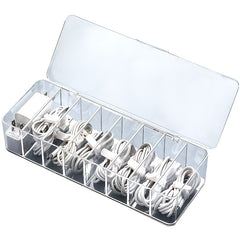 1pc Box Data Line Transparent Plastic Storage Box Cable Stationery Desk Makeup