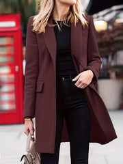 Solid Single Breasted Jacket for Fall & Winter Women's Clothing