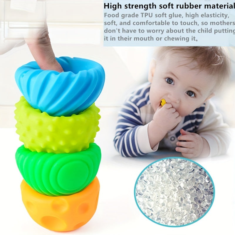6pcs Texture Pinch Ball Rattle Balls Soft Touch Educational Toys