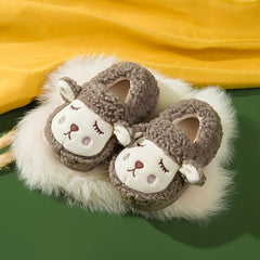 Boys Cartoon Slip On Furry House Shoes - Non Slip Soft Bottom Walking Shoes