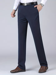 Men's Classic Solid Stretch Dress Pants for Spring Summer Business