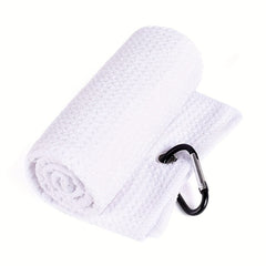 Waffle Pattern Golf Towel with Carabiner Clip - Microfiber Fabric Towel