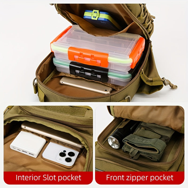 Large Capacity Fishing Backpack Water Resistant Tackle Box Storage Bag