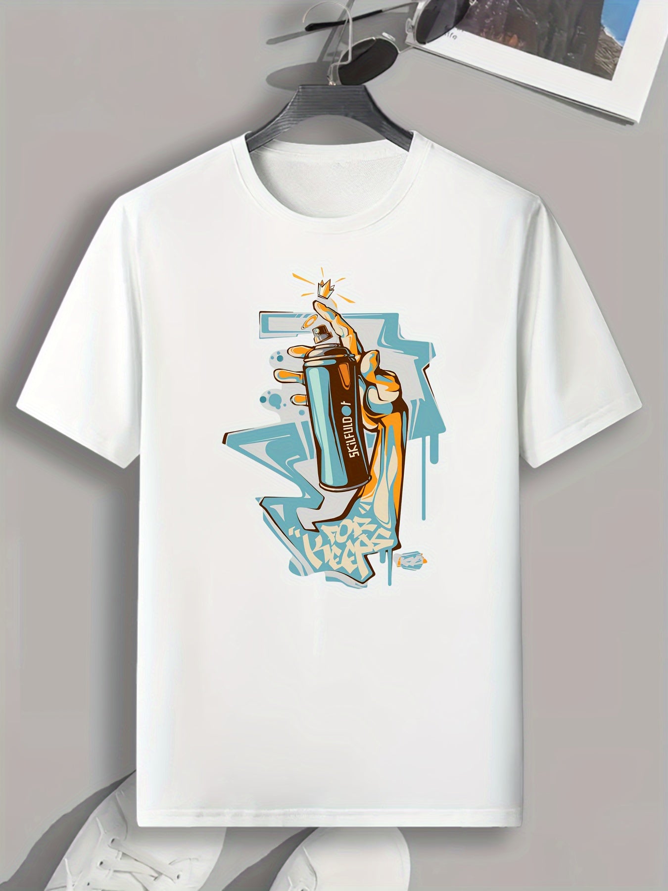 Spray Print Men's Graphic Tee for Summer