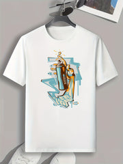 Spray Print Men's Graphic Tee for Summer